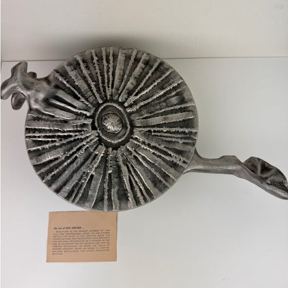 VINTAGE Mid Century Modern Donald Drumm Covered Aluminum Brutalist Skillet NEW - Picture 2 of 9